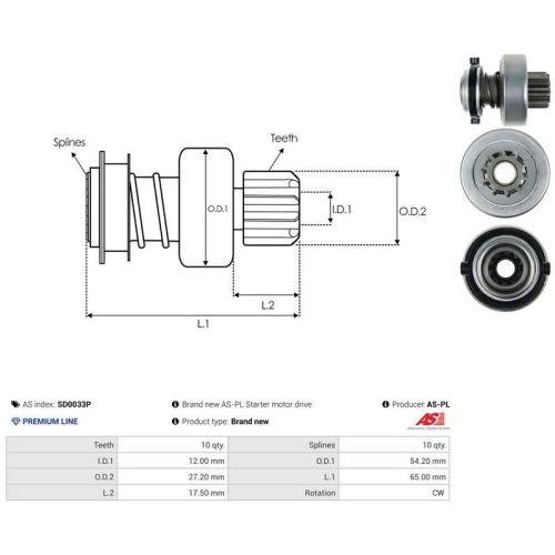 AS-PL Freilaufgetriebe, Starter AS SD0033P