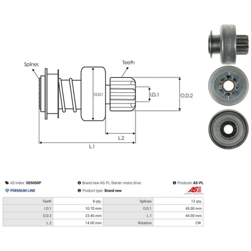 AS-PL Freilaufgetriebe, Starter AS SD5050P