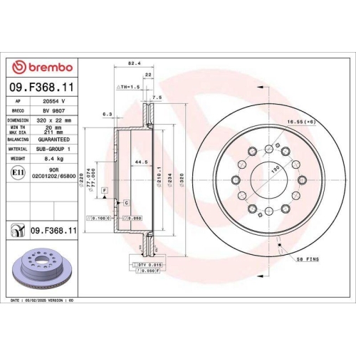 BREMBO Bremsscheibe PRIME LINE - UV Coated 09.F368.11
