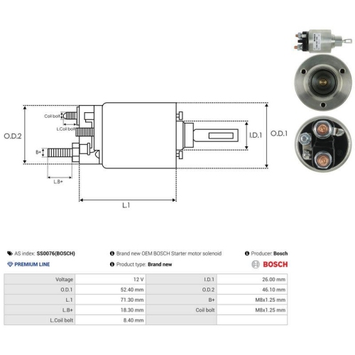 AS-PL Magnetschalter, Starter Bosch SS0076(BOSCH)