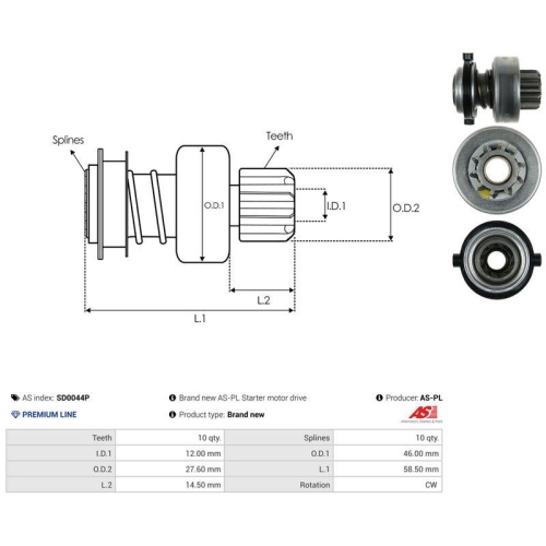 AS-PL Freilaufgetriebe, Starter AS SD0044P