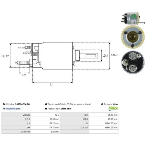 AS-PL Magnetschalter, Starter Valeo SS3004(VALEO)
