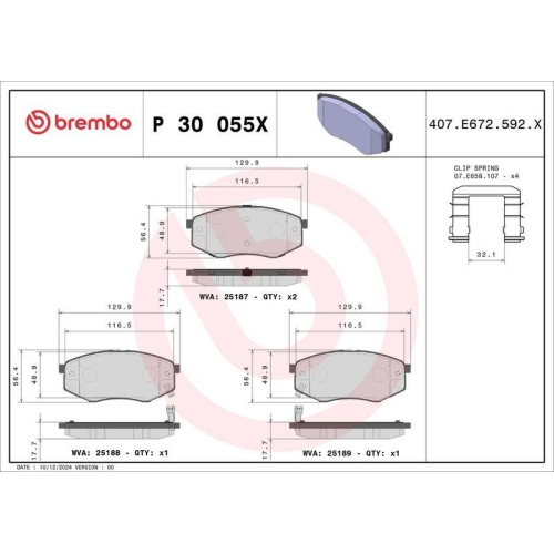 BREMBO Bremsbelagsatz, Scheibenbremse XTRA LINE P 30 055X