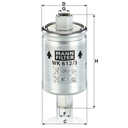 MANN-FILTER Kraftstofffilter WK 612/3
