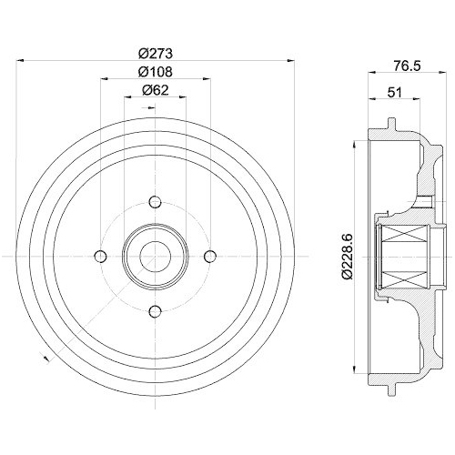 HELLA Bremstrommel 8DT 355 302-771