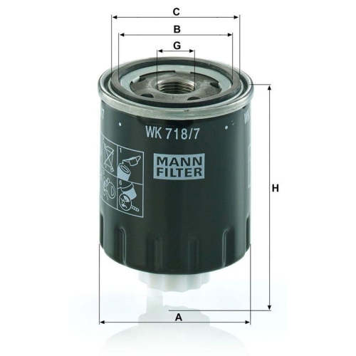 MANN-FILTER Kraftstofffilter WK 718/7