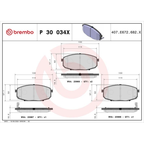 BREMBO Bremsbelagsatz, Scheibenbremse XTRA LINE P 30 034X