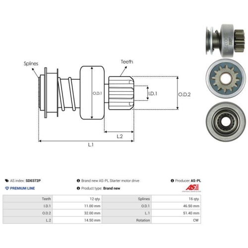 AS-PL Freilaufgetriebe, Starter AS SD0372P