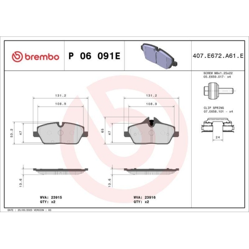 BREMBO Bremsbelagsatz, Scheibenbremse BEYOND LINE - EV P 06 091E