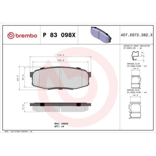 BREMBO Bremsbelagsatz, Scheibenbremse XTRA LINE P 83 098X