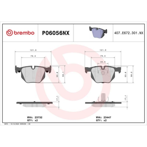 BREMBO Bremsbelagsatz, Scheibenbremse XTRA LINE - Ceramic P06056NX