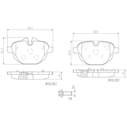 BREMBO Bremsbelagsatz, Scheibenbremse XTRA LINE - Ceramic P06064NX