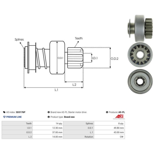 AS-PL Freilaufgetriebe, Starter AS SD3176P