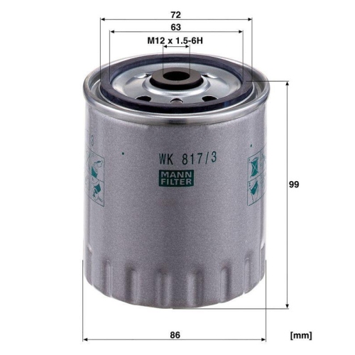 MANN-FILTER Kraftstofffilter WK 817/3 x