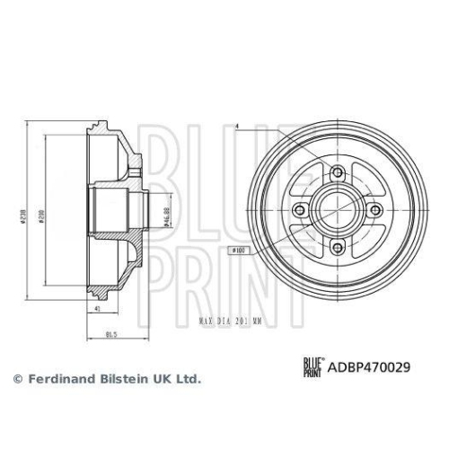 BLUE PRINT Bremstrommel ADBP470029