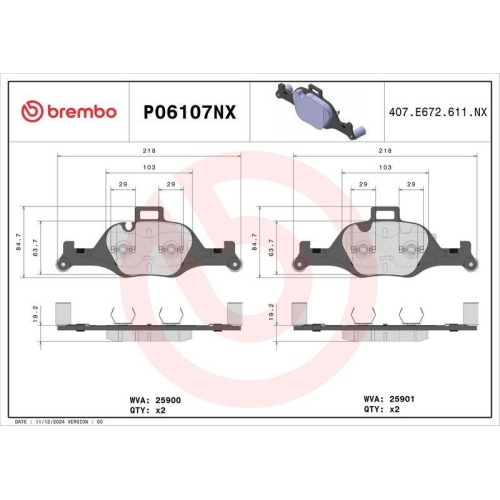 BREMBO Bremsbelagsatz, Scheibenbremse XTRA LINE - Ceramic P06107NX