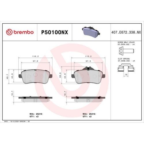 BREMBO Bremsbelagsatz, Scheibenbremse XTRA LINE - Ceramic P50100NX