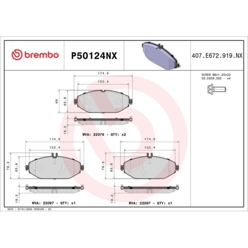 BREMBO Bremsbelagsatz, Scheibenbremse XTRA LINE - Ceramic P50124NX
