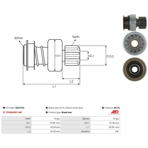 AS-PL Freilaufgetriebe, Starter AS SD5191S