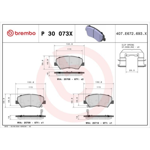 BREMBO Bremsbelagsatz, Scheibenbremse XTRA LINE P 30 073X