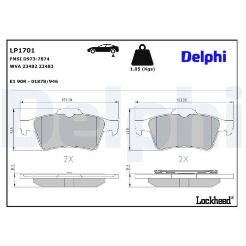 DELPHI Bremsbelagsatz, Scheibenbremse LP1701