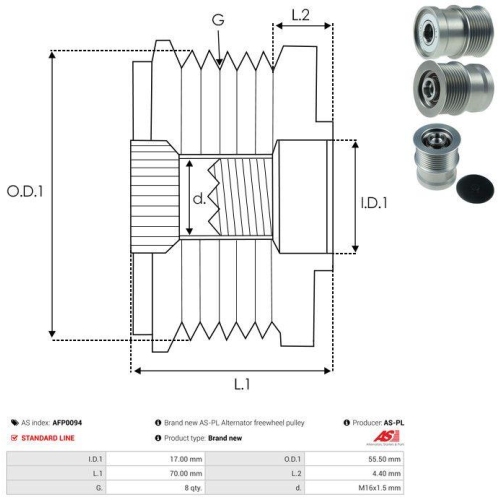 AS-PL Generatorfreilauf Brandneu AS-PL