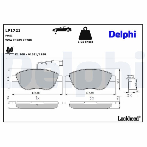 DELPHI Bremsbelagsatz, Scheibenbremse LP1721