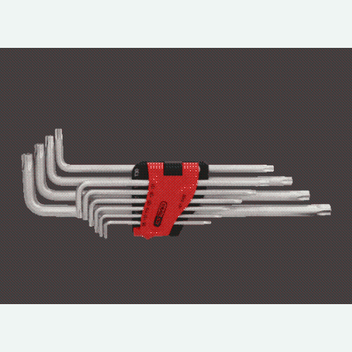 F&uuml;nfstern-Winkelstiftschl&uuml;ssel-Satz, Bohrung, lang, 10-tlg KS TOOLS 151.2482