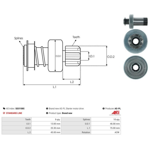 AS-PL Freilaufgetriebe, Starter AS SD3158S