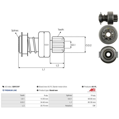 AS-PL Freilaufgetriebe, Starter AS SD9131P