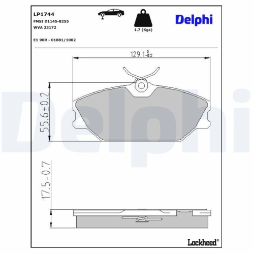 DELPHI Bremsbelagsatz, Scheibenbremse LP1744