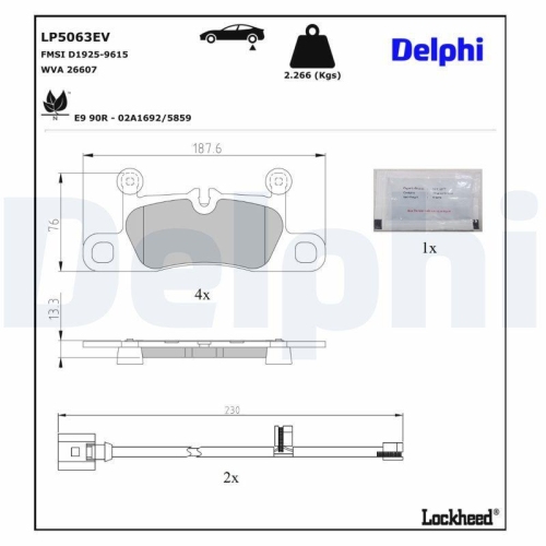 DELPHI Bremsbelagsatz, Scheibenbremse LP5063EV