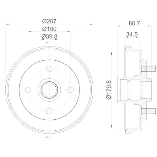 HELLA Bremstrommel 8DT 355 302-061