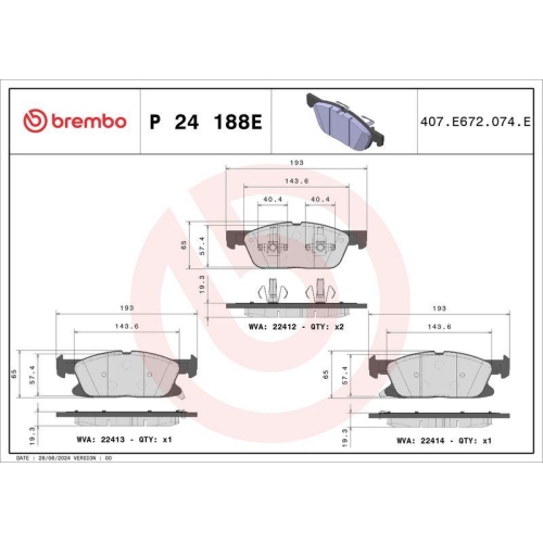 BREMBO Bremsbelagsatz, Scheibenbremse BEYOND LINE - EV P 24 188E
