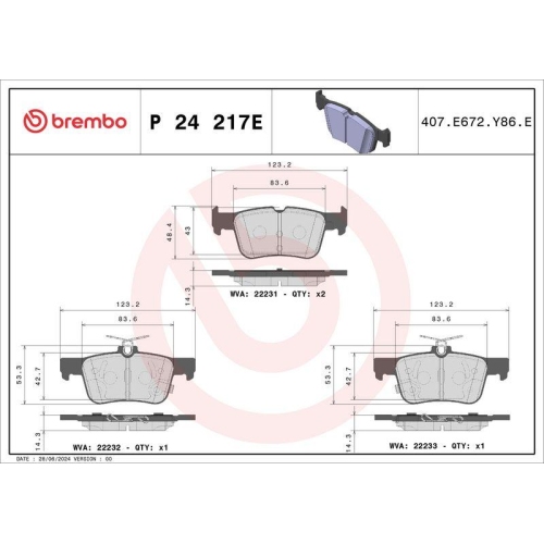 BREMBO Bremsbelagsatz, Scheibenbremse BEYOND LINE - EV P 24 217E