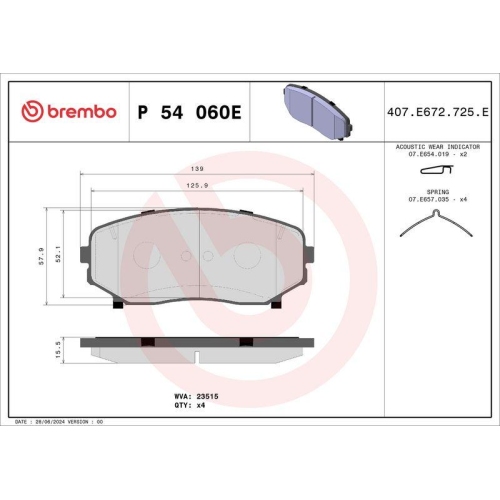 BREMBO Bremsbelagsatz, Scheibenbremse BEYOND LINE - EV P 54 060E