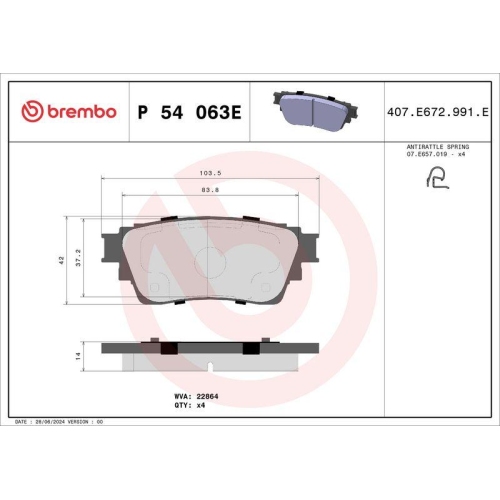 BREMBO Bremsbelagsatz, Scheibenbremse BEYOND LINE - EV P 54 063E
