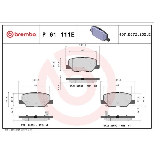BREMBO Bremsbelagsatz, Scheibenbremse BEYOND LINE - EV P 61 111E