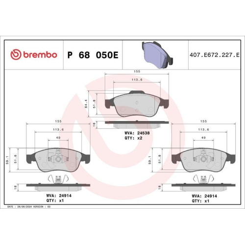 BREMBO Bremsbelagsatz, Scheibenbremse BEYOND LINE - EV P 68 050E