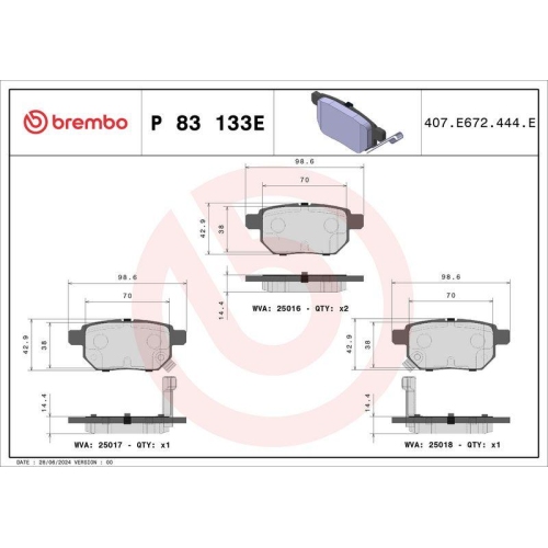BREMBO Bremsbelagsatz, Scheibenbremse BEYOND LINE - EV P 83 133E