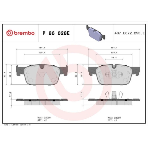 BREMBO Bremsbelagsatz, Scheibenbremse BEYOND LINE - EV P 86 028E