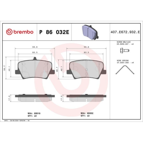BREMBO Bremsbelagsatz, Scheibenbremse BEYOND LINE - EV P 86 032E
