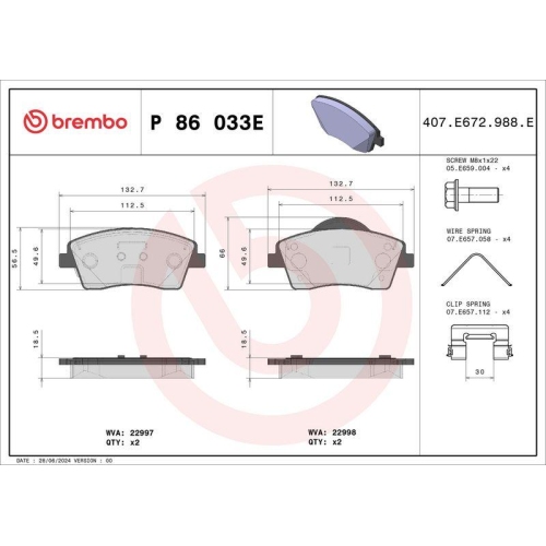 BREMBO Bremsbelagsatz, Scheibenbremse BEYOND LINE - EV P 86 033E