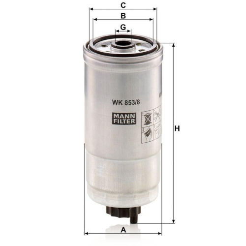 MANN-FILTER Kraftstofffilter WK 853/8