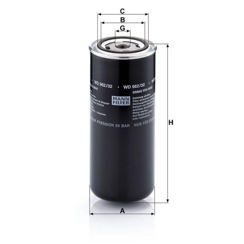 MANN-FILTER Filter, Arbeitshydraulik WD 962/32