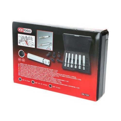 1/4 Zoll + 3/8 Zoll Spezial-Gl&uuml;h- und Z&uuml;ndkerzen-Stecknuss-Satz Gelenk 11-tlg