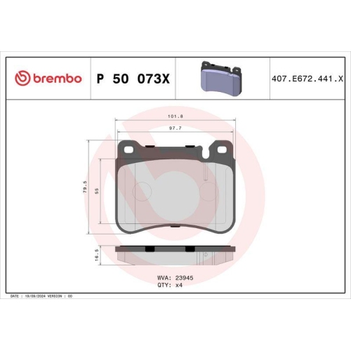 BREMBO Bremsbelagsatz, Scheibenbremse XTRA LINE P 50 073X