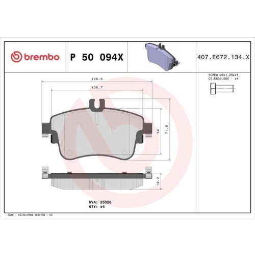 BREMBO Bremsbelagsatz, Scheibenbremse XTRA LINE P 50 094X