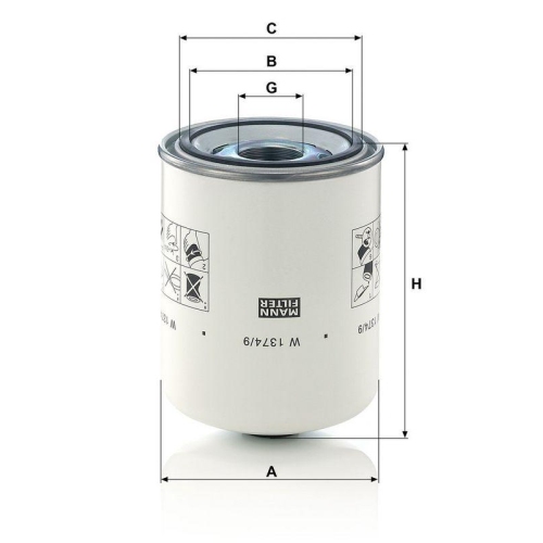 MANN-FILTER Filter, Arbeitshydraulik W 1374/9