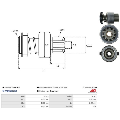 AS-PL Freilaufgetriebe, Starter AS SD0101P